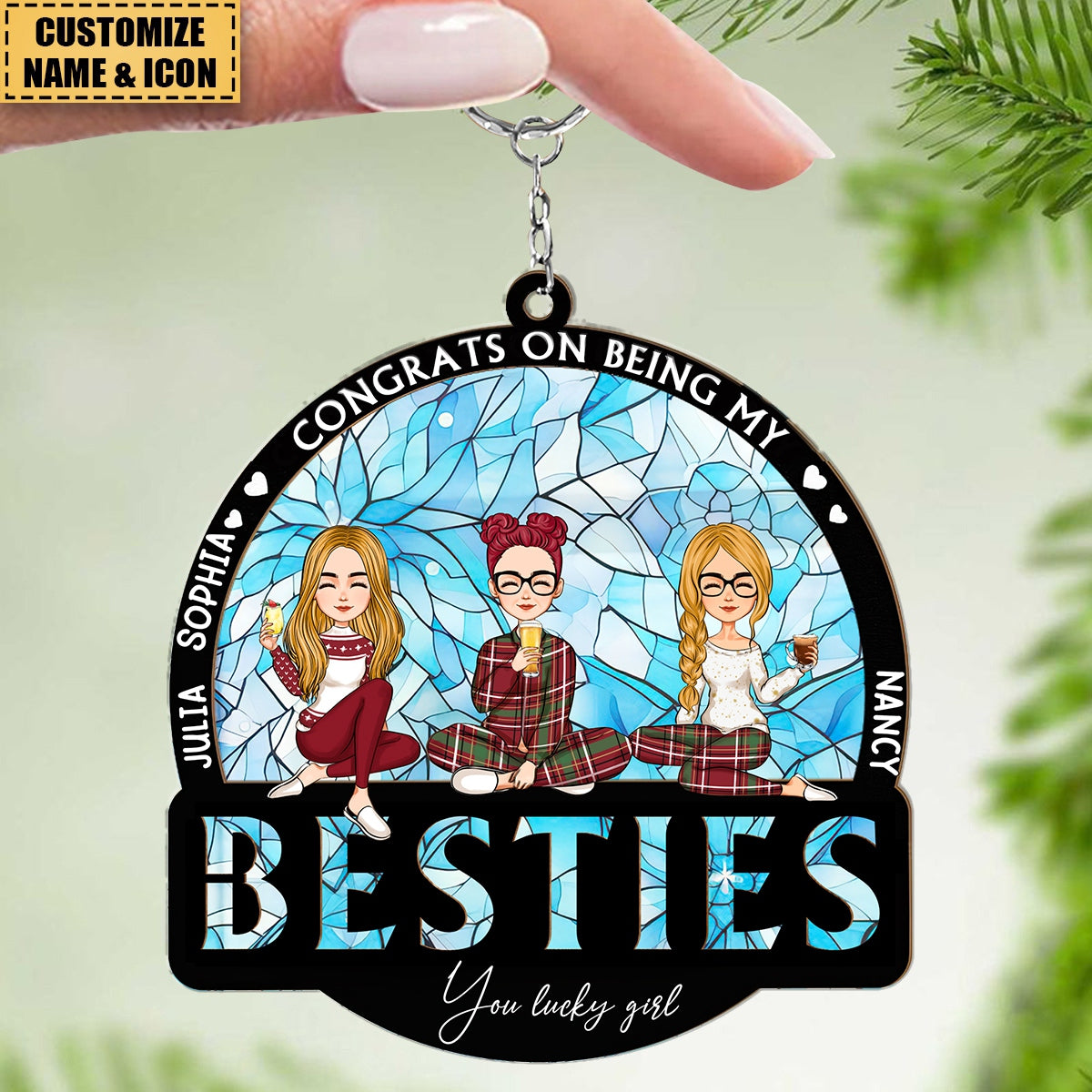 Congrats On Being My Bestie - Personalized Acrylic Keychain - Gift For Best Friends, BFF, Sisters