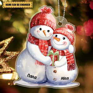 Snowman Grandma Grandkid Personalized Christmas Ornament