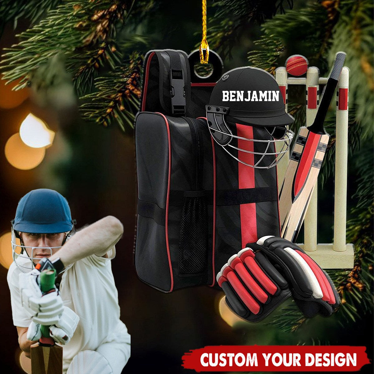 Custom Cricket Lovers Gift - Personalized Acrylic Christmas Ornament