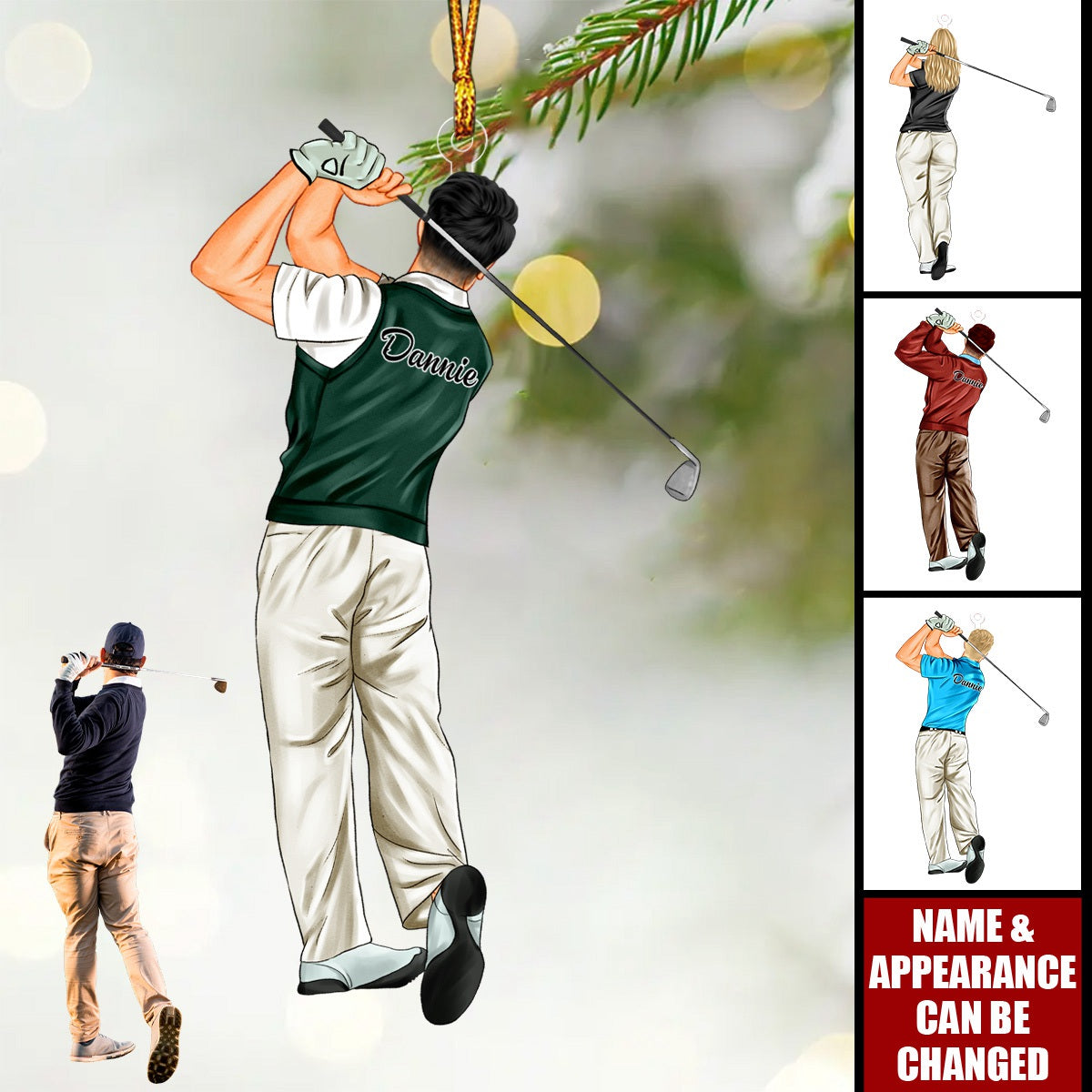 Playing Golf - Personalized Christmas Ornament