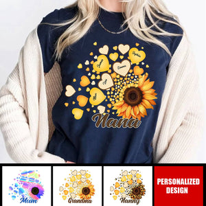 Grandma Mom Kids Sunflower - Gift For Mother, Grandmother - Personalized Shirt