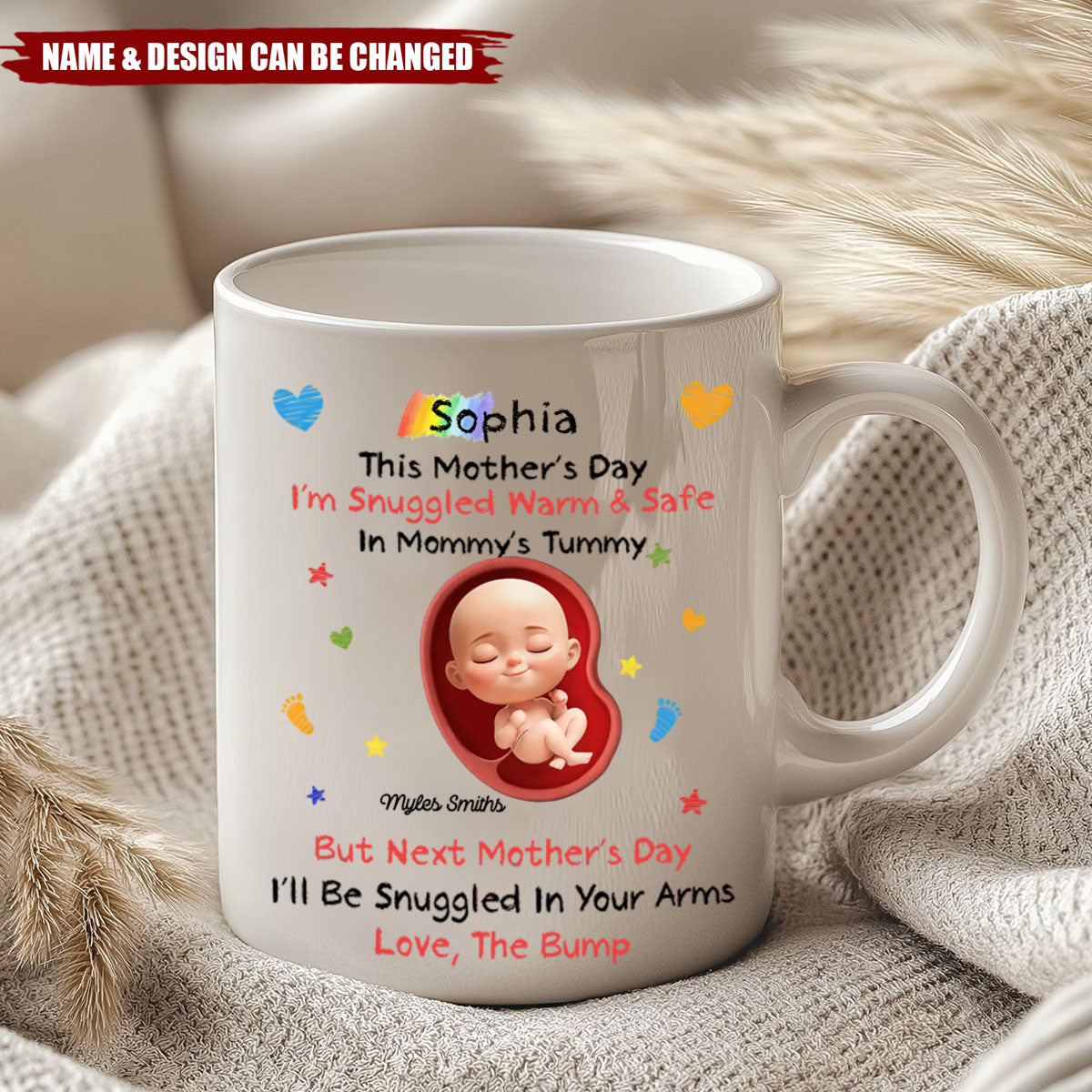 Sending Cuddles From The Inside - Family Personalized Custom Mug - Mother's Day, Baby Shower Gift, Gift For First Mom