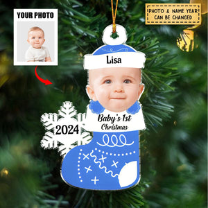Custom Photo Baby's 1st Christmas - Personalized Acrylic Ornament