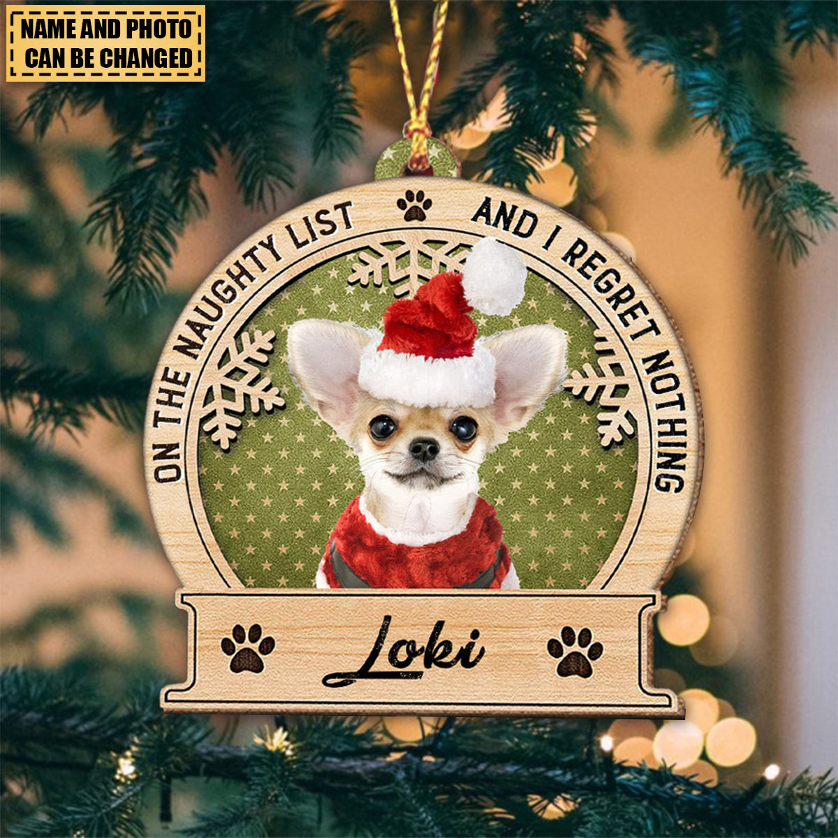 Christmas Custom Pet Photo Wood Custom Shape Ornament