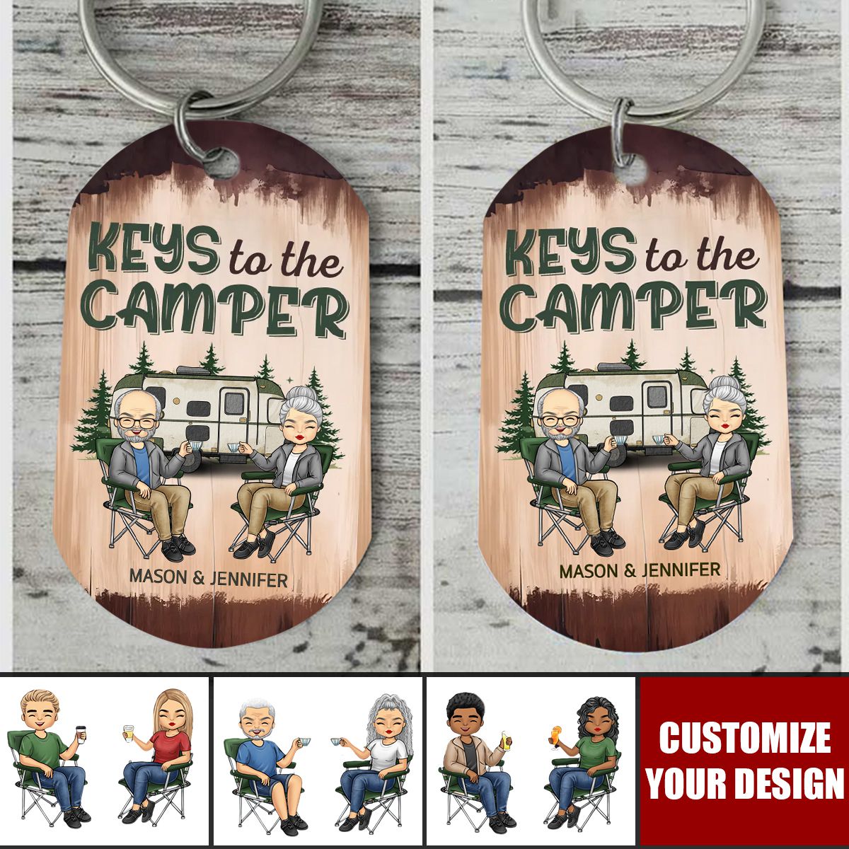 Keys To The Camper - Couple Personalized Stainless Steel Keychain
