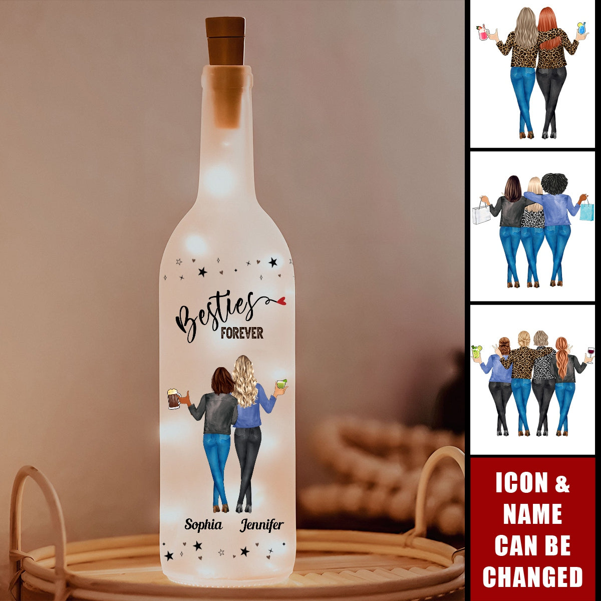 Good Friends Are Always Here - Personalized Bottle Lamp