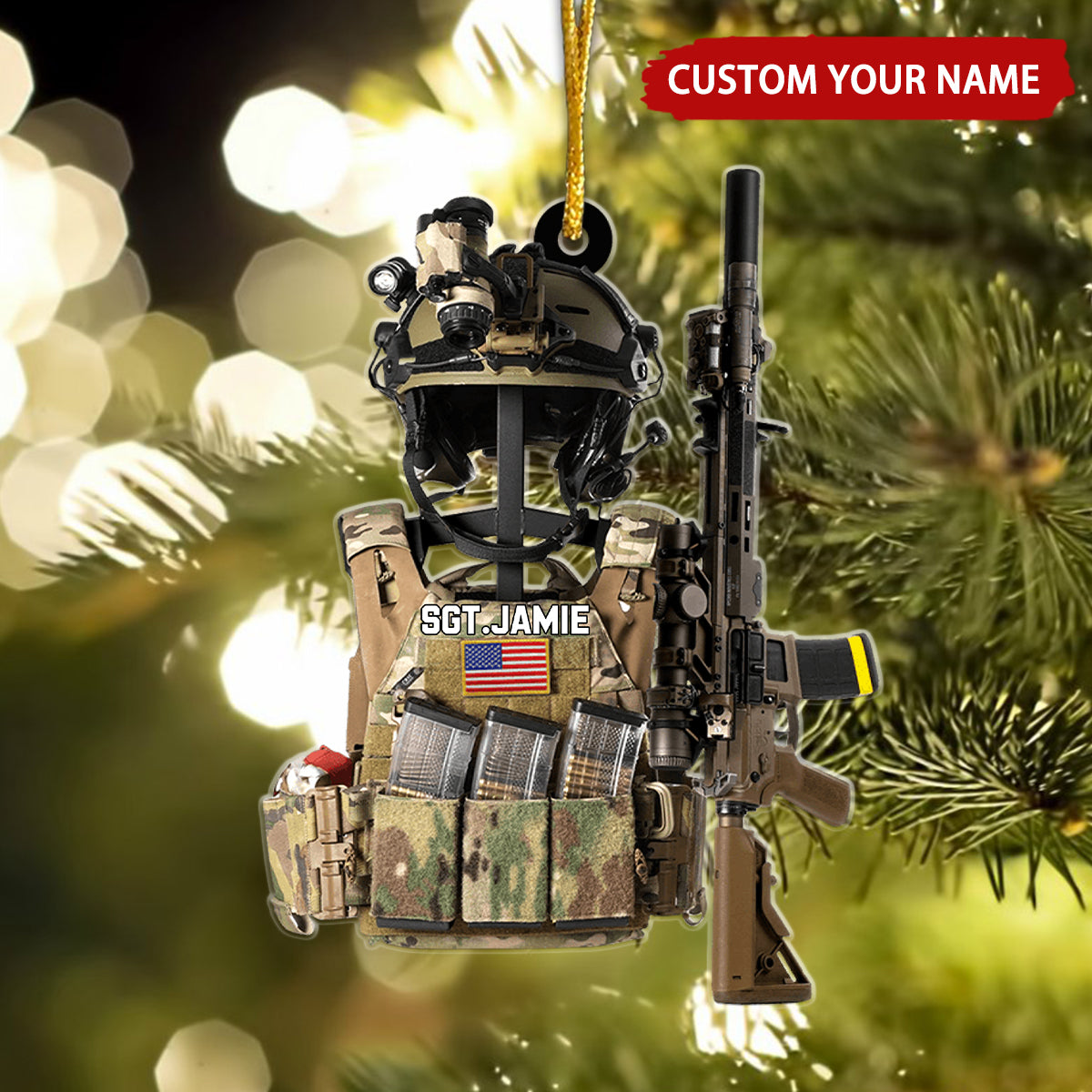 Tactical Gear Stand With Rack Personalized Christmas Ornament