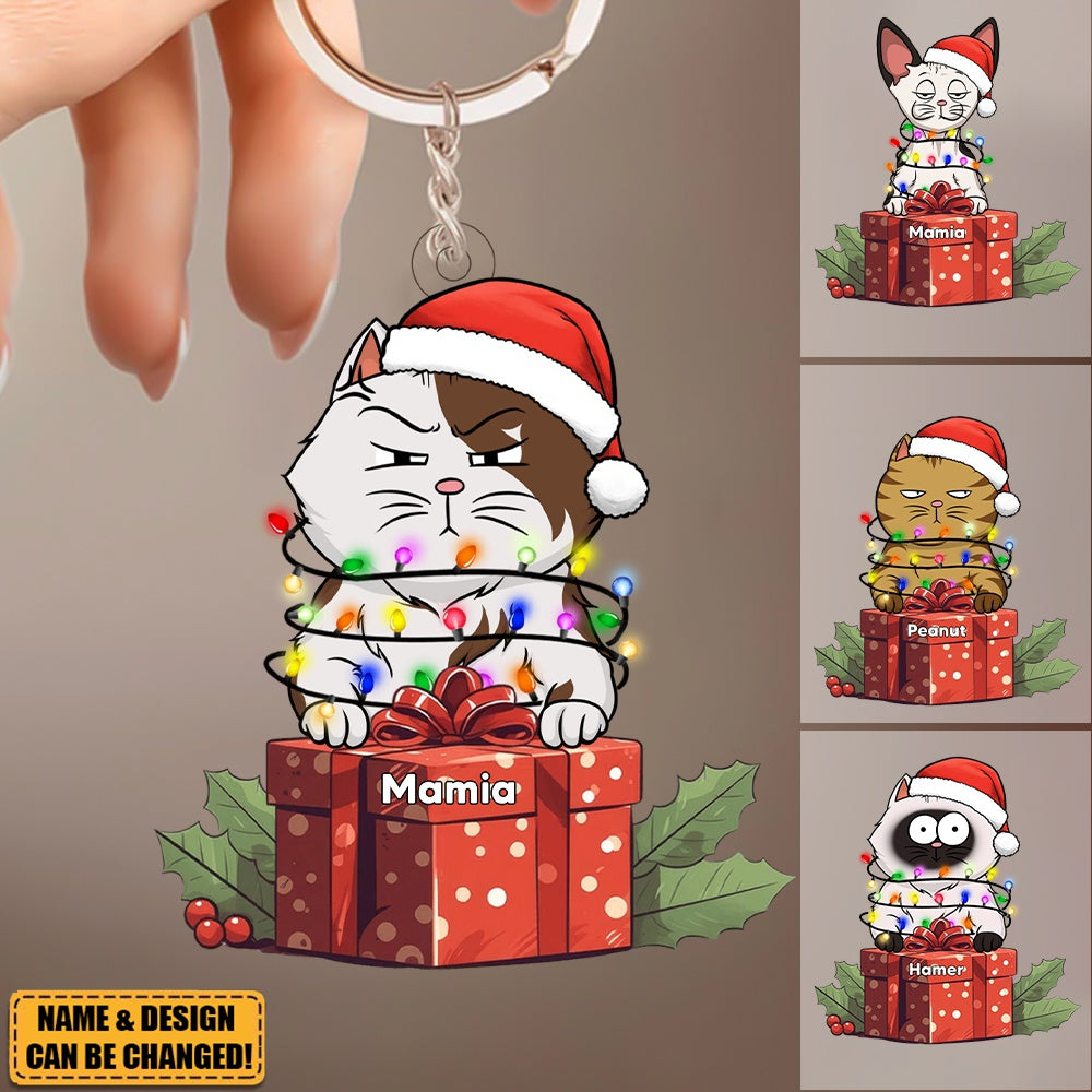 Cute Cat Kitten Pet Christmas Gift Personalized Arcylic Keychain