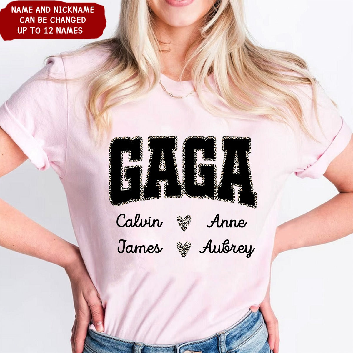 Personalized Nana Leopard Printed T-Shirt