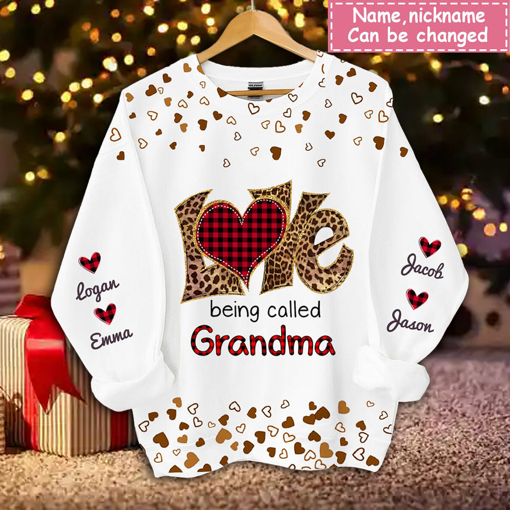 Personalized Love Being Called Grandma And Sweet Heart Grandkids 3D Sweatshirt
