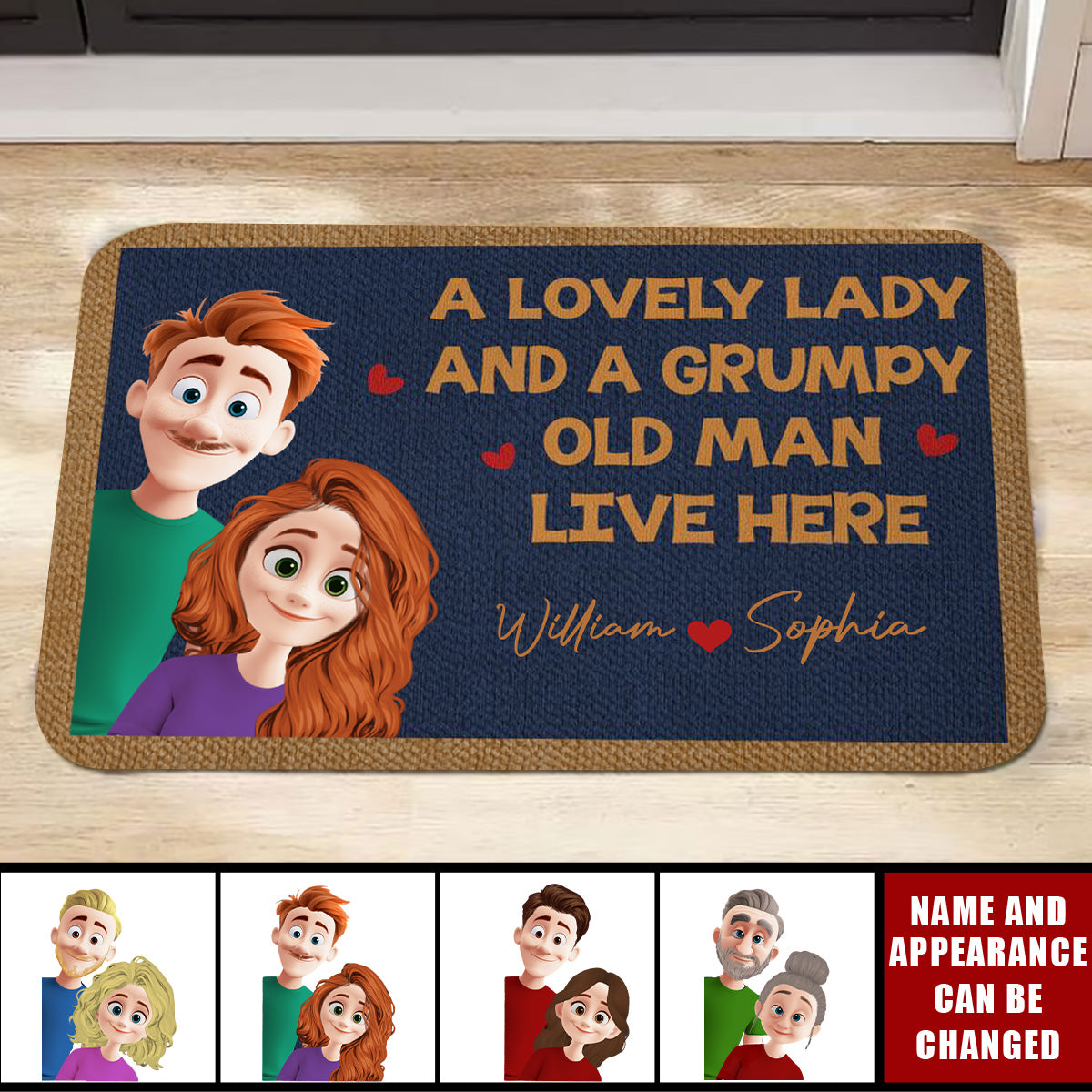 Lovely Lady Grumpy Old Man - Personalized Doormat