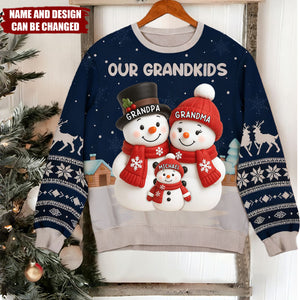 Our Grandkids Snowman - Personalized Sweatshirt, Gift for Grandma & Grandpa