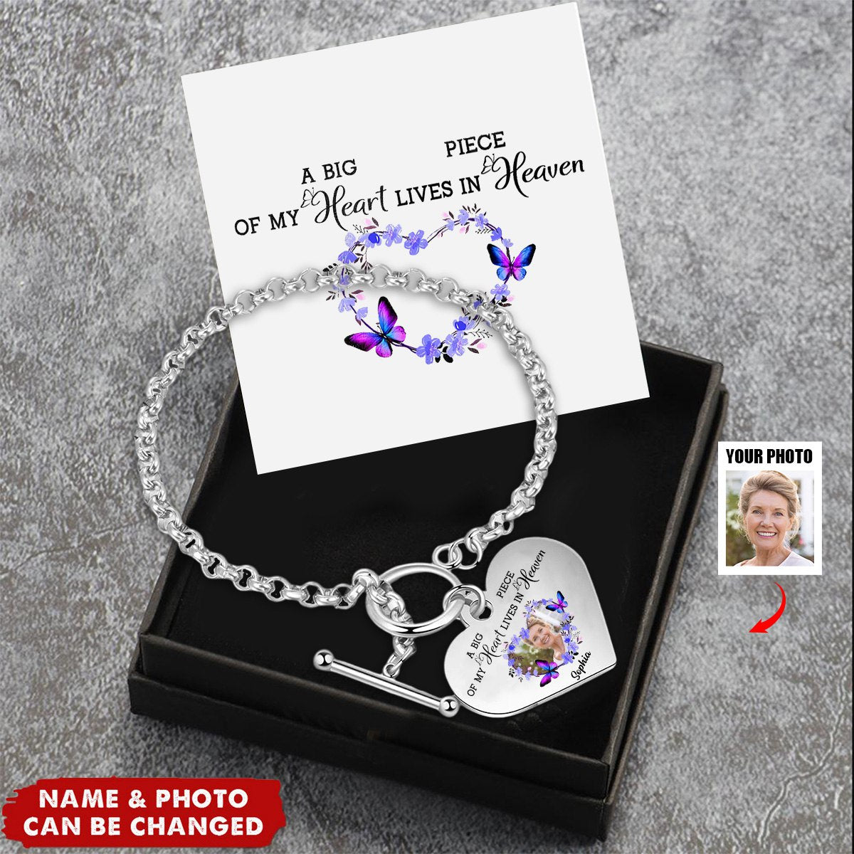 A Big Piece Of My Heart - Personalized Photo Heart Bracelet