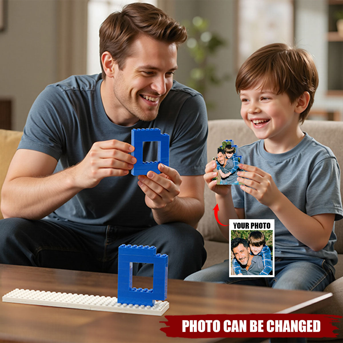Personalized Dad Photo Brick Puzzle, Father’s Day Gift For Dad