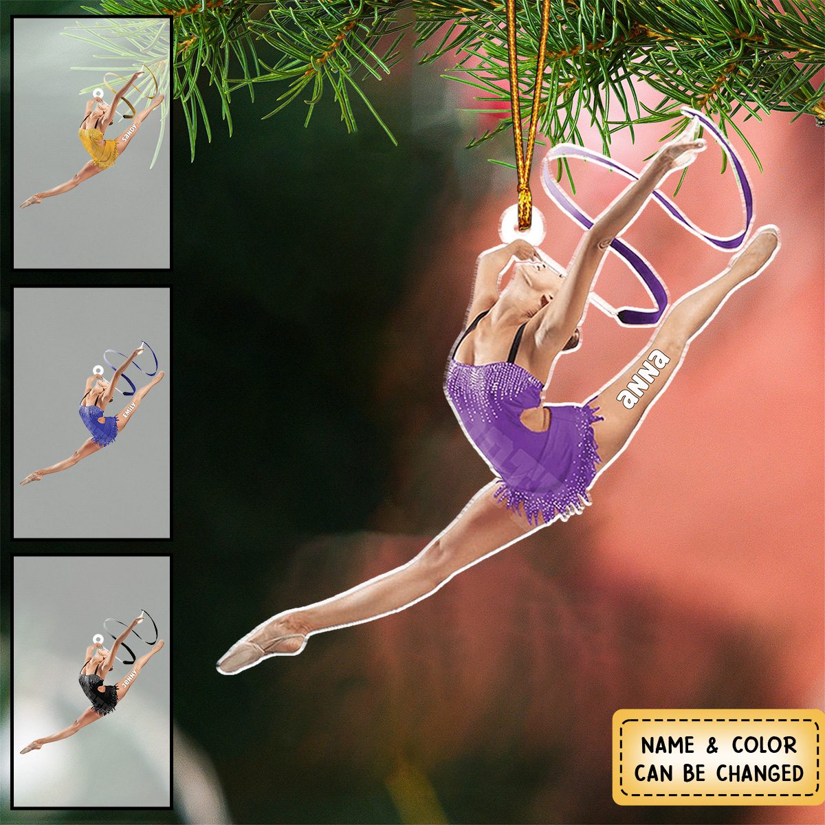 Personalized Gymnastics Girl Shaped Ornament