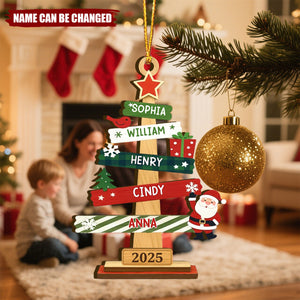 Our Family Christmas Tree Personalized Wood Ornament - Christmas Birthday Gifts For Mom, Dad, Kids