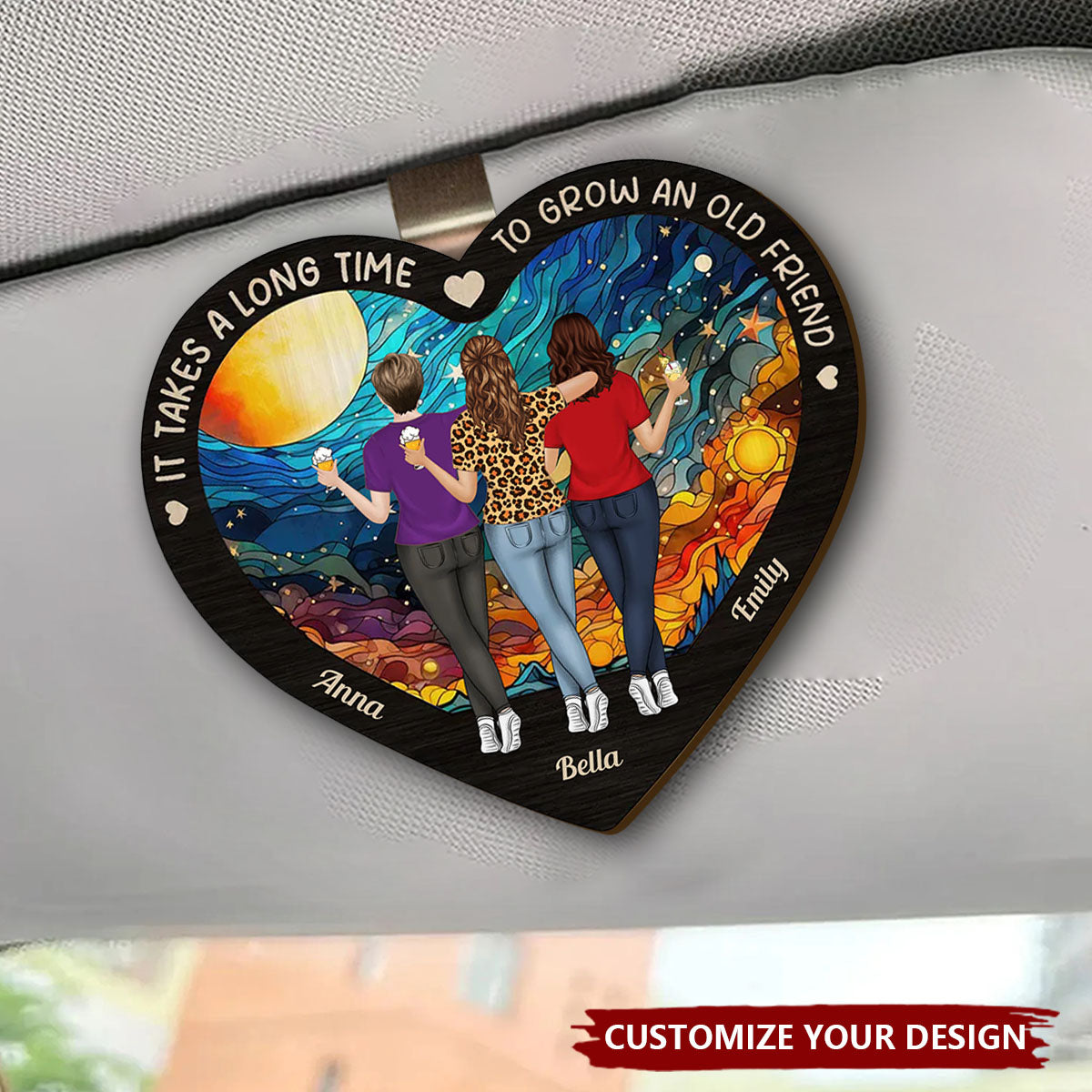 Bestie Old Friends Take Time To Grow - Personalized Custom Car Visor Clip