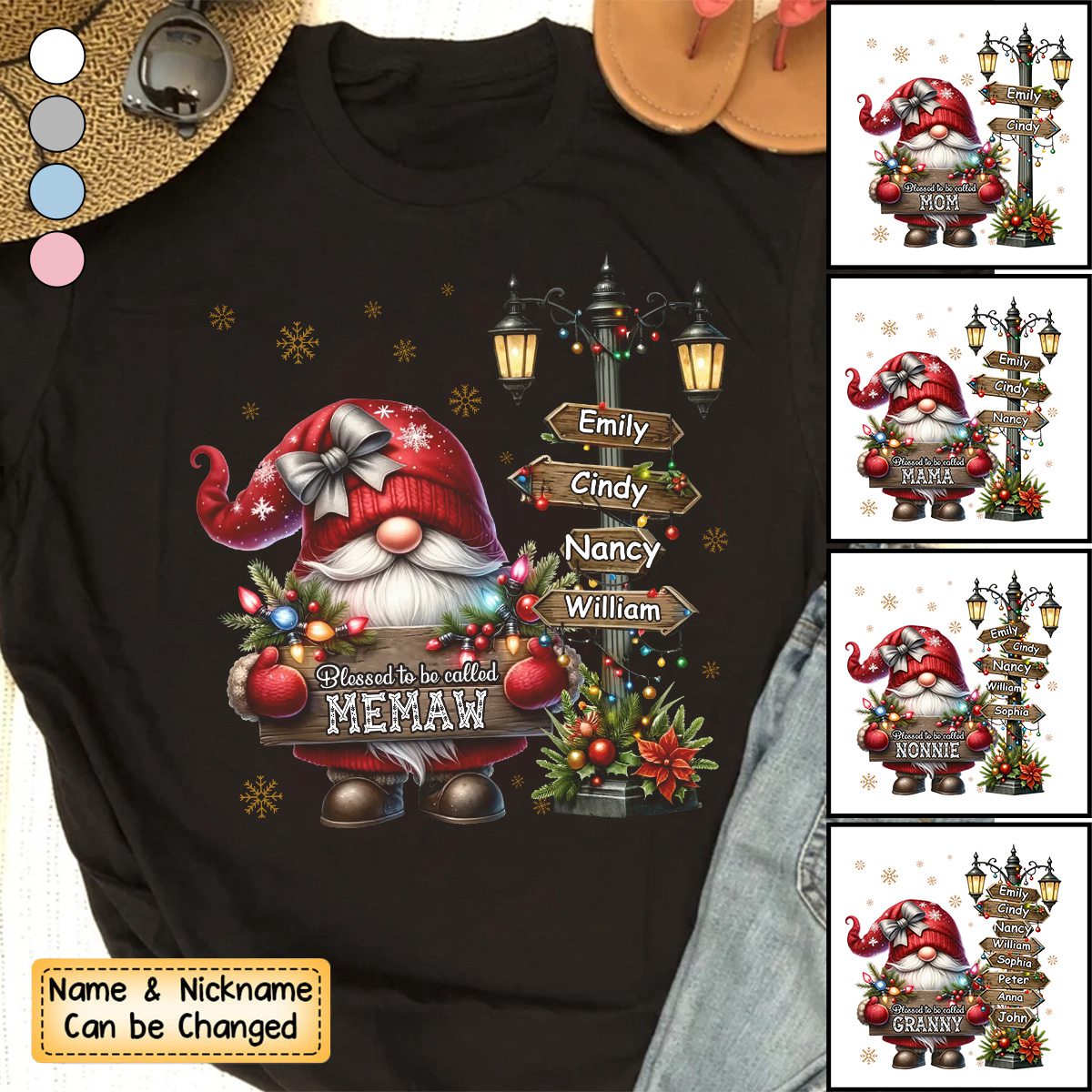 Personalized Grandma And Kids Christmas Dwarf T-shirt - Gift For Nana, Mom