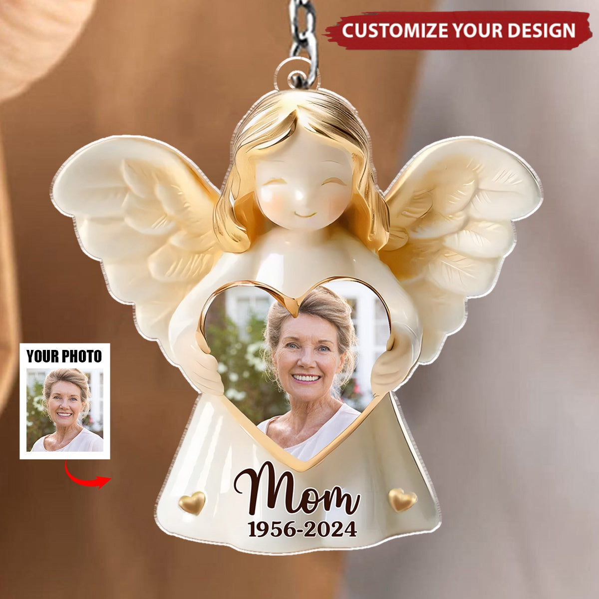 Custom Photo Remembered With Love - Personalized Acrylic Keychain, Gift For Family Members