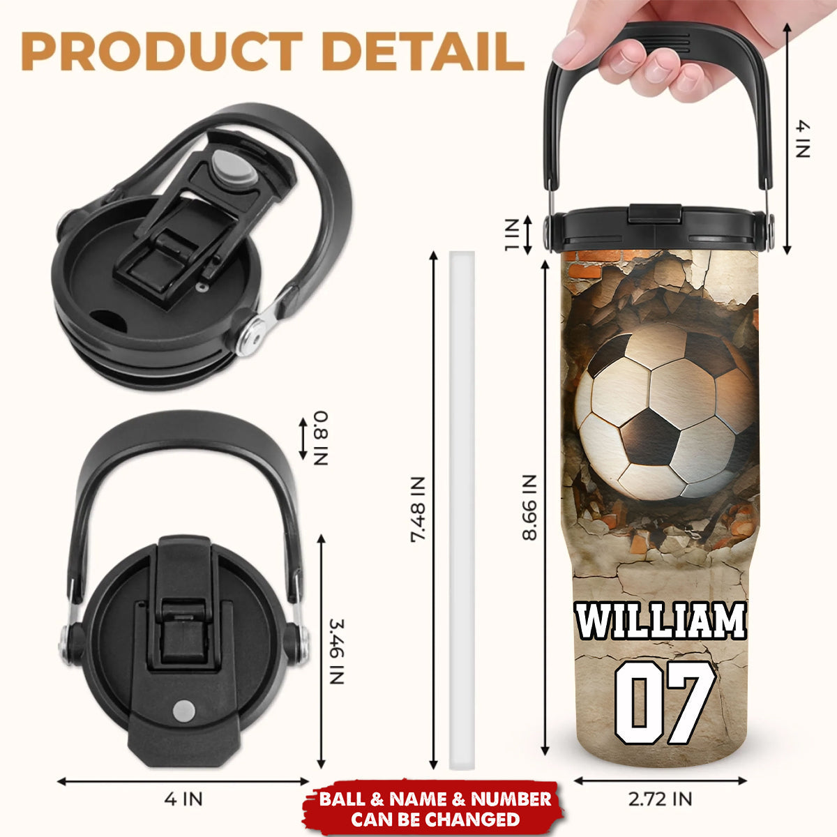 Sport Gifts For Kid - Personalized 30oz Tumbler With Handle