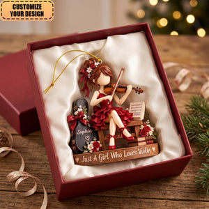 Personalized Ornament For A Girl Who Plays The Violin, Music Recital Gift, Christmas Tree Keepsake