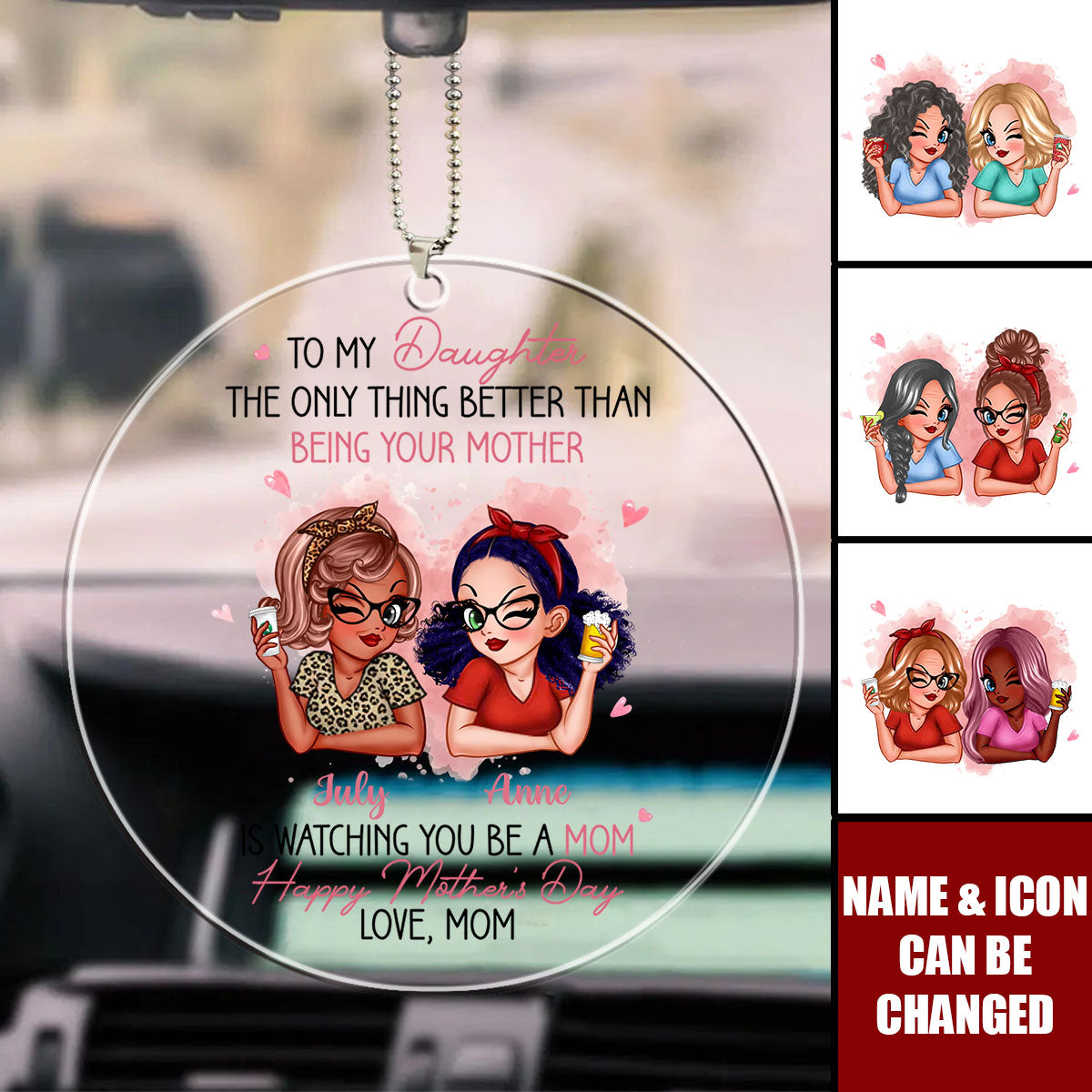 Happy Mother's Day Car Ornament - Personalized Mother's Day Gift From Daughter To Mom