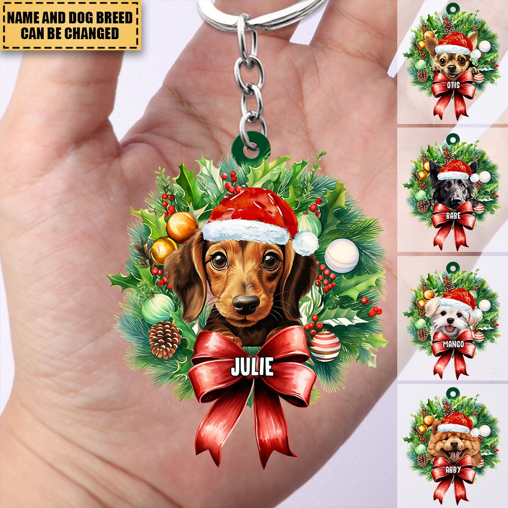 Personalized Christmas Cute Dogs Keychain, Christmas Gifts