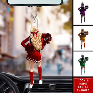 Personalized Cheerleading Pompom Girl Christmas Shaped Car Ornament