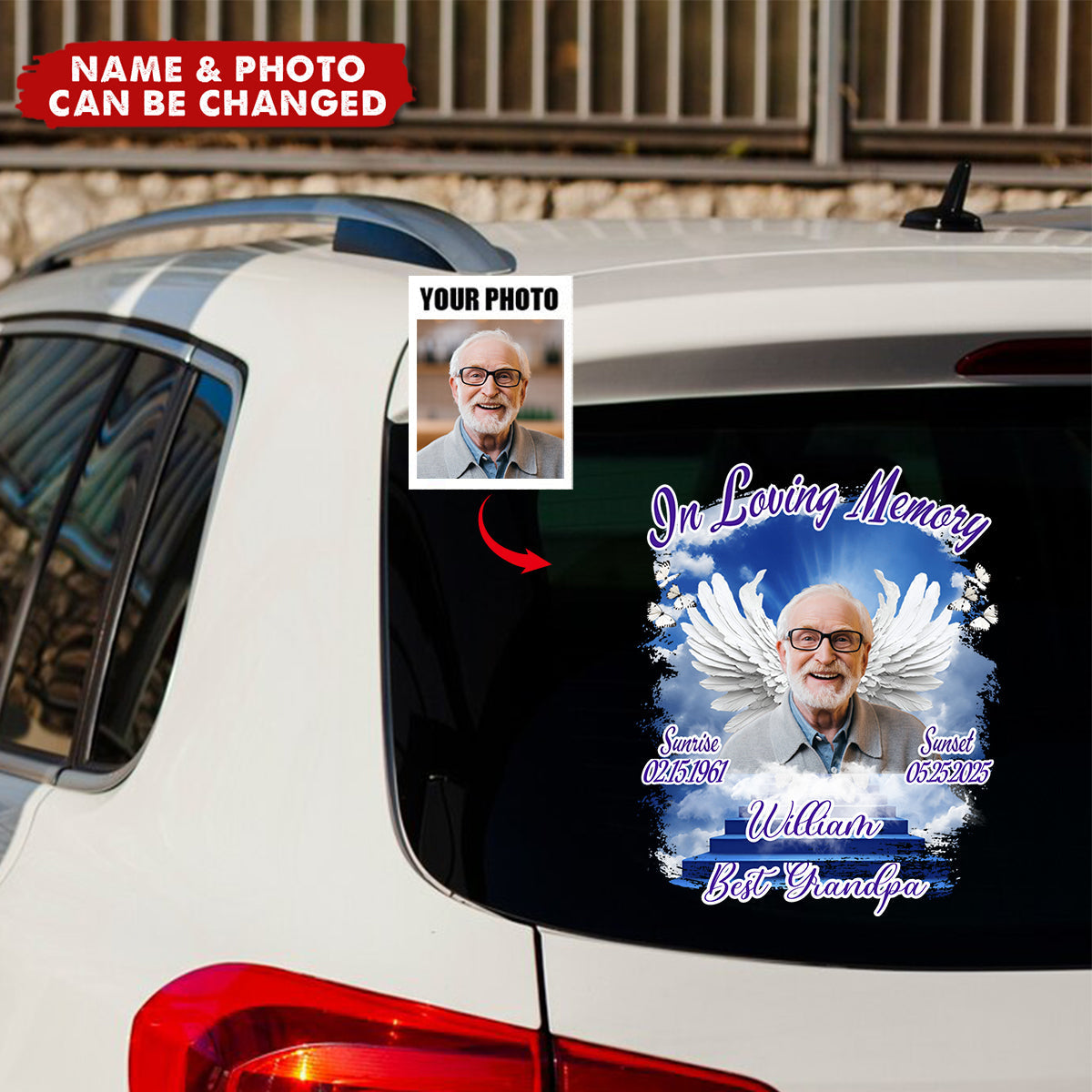 Custom Upload Photo In Loving Memory Car Sticker