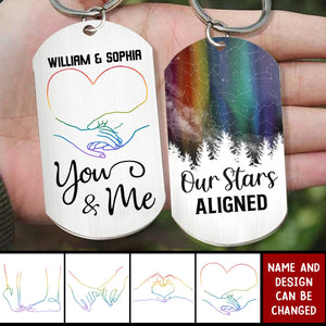 Star Map Our Stars Aligned Pride Couple - Personalized Stainless Steel Keychain