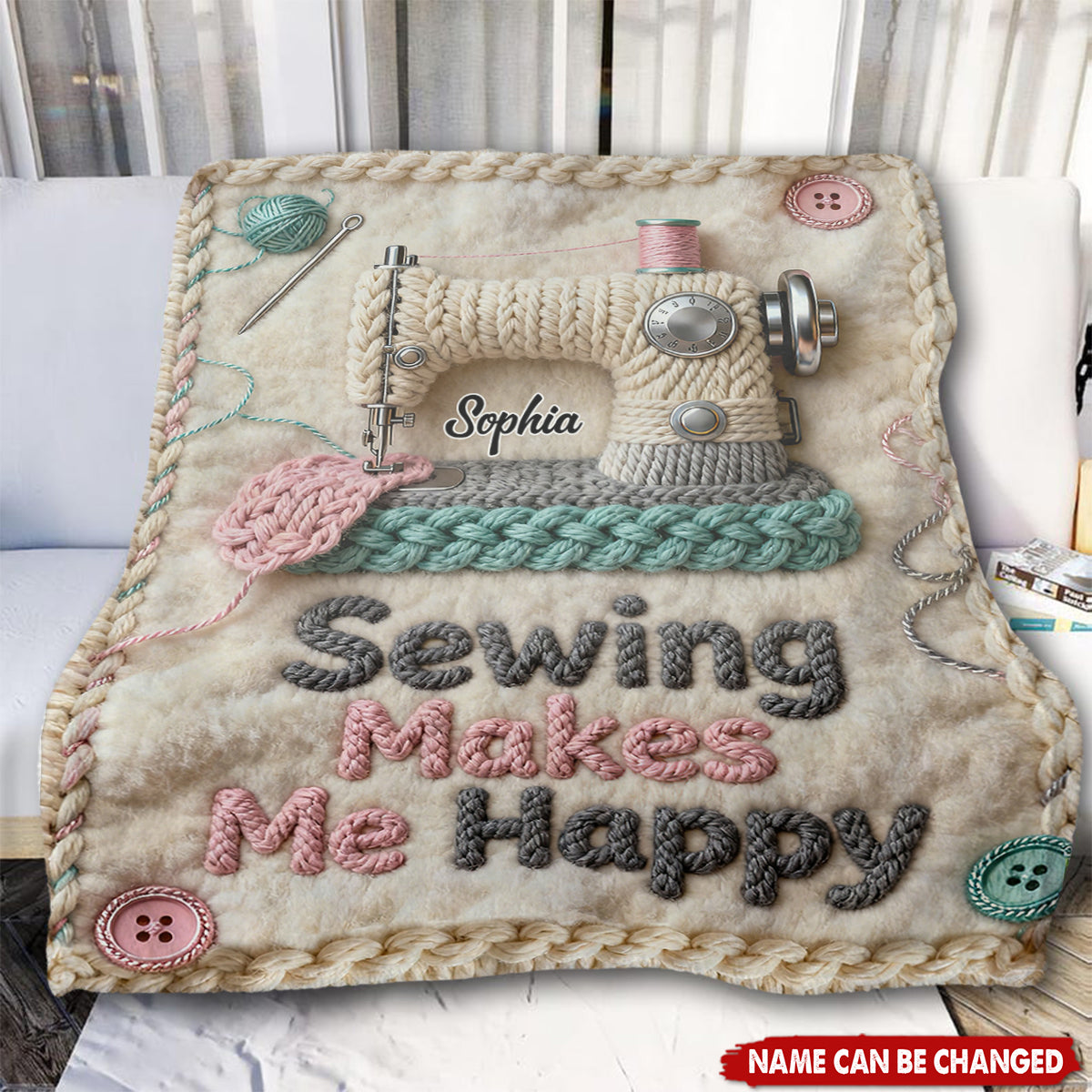 Sewing Makes Me Happy - Personalized Sewing Blanket