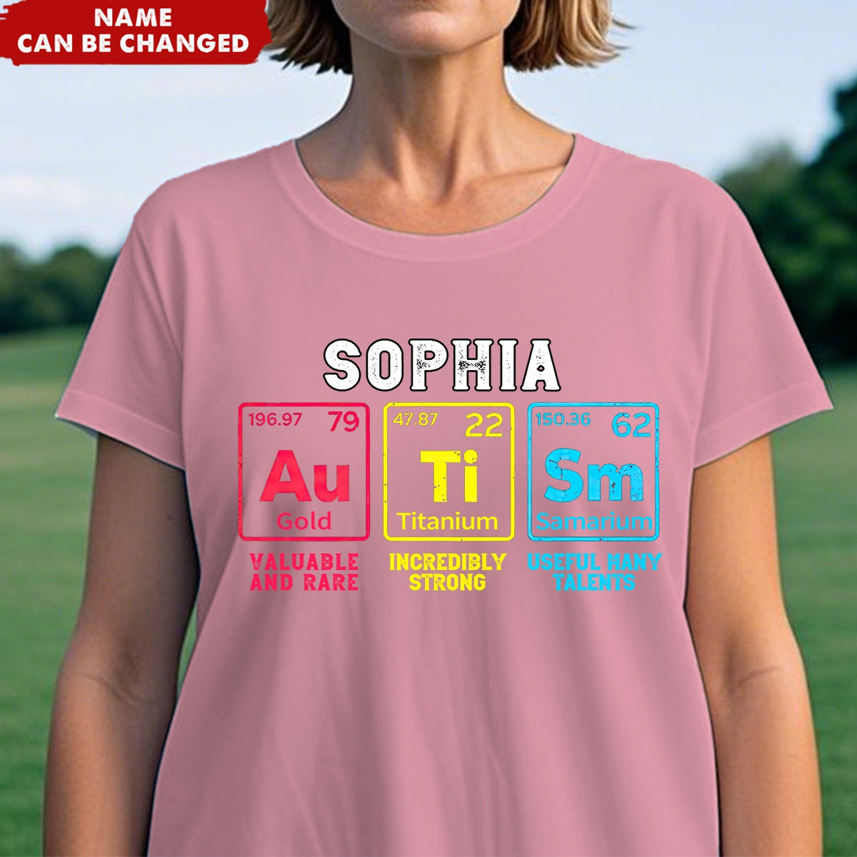 Personalized Autism Awareness Elements Periodic Table T-Shirt