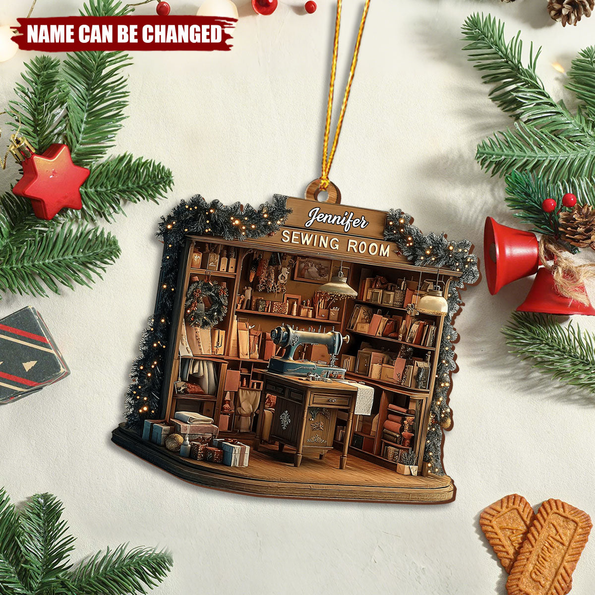 Celebrating The Joy Of Crafting Sewing Room Awaits, Custom Wood Ornament