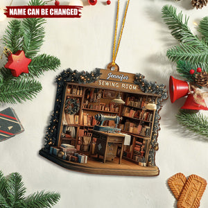 Celebrating The Joy Of Crafting Sewing Room Awaits, Custom Wood Ornament