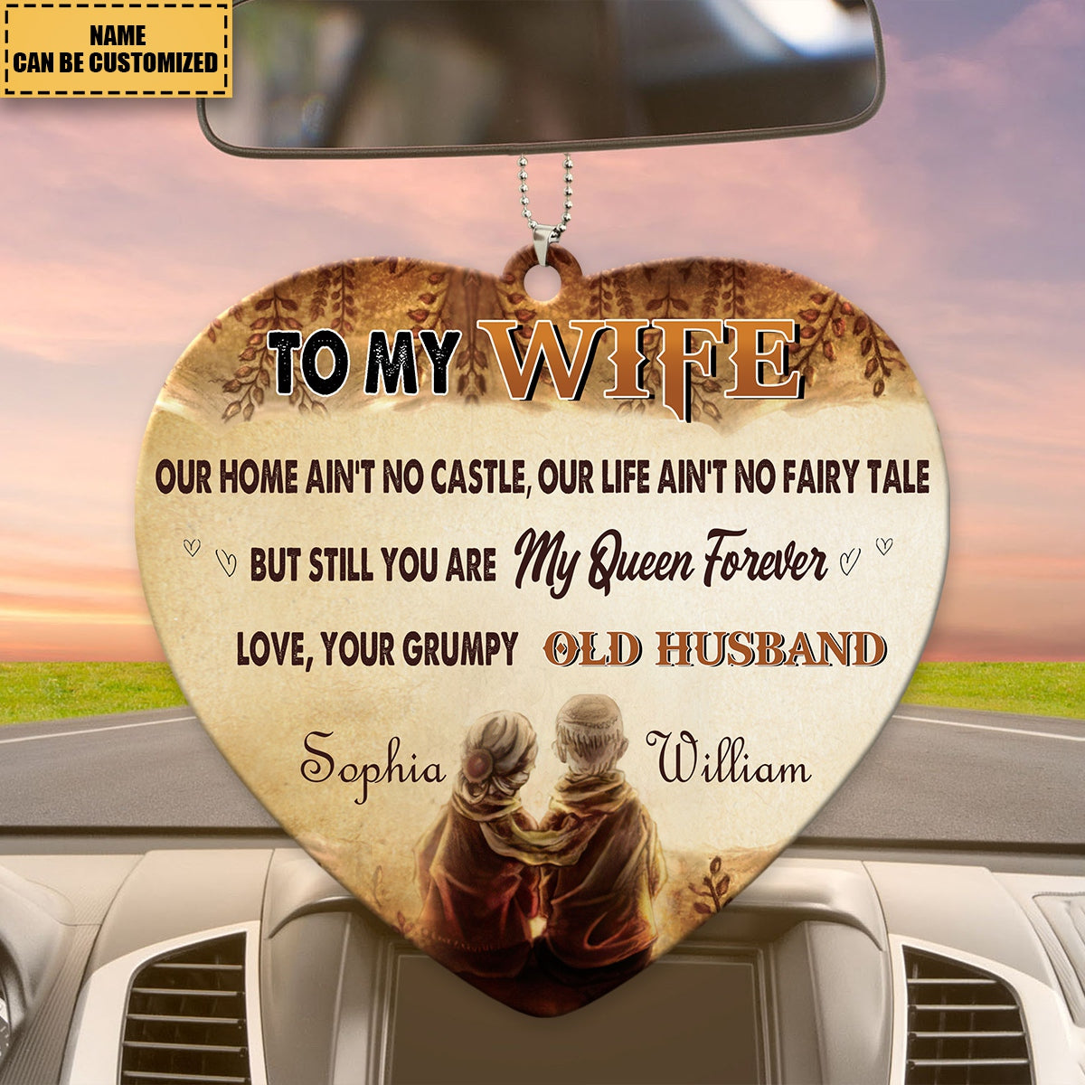 To My Wife, You Are My Queen Forever - Couple Personalized Heart Acrylic Ornament