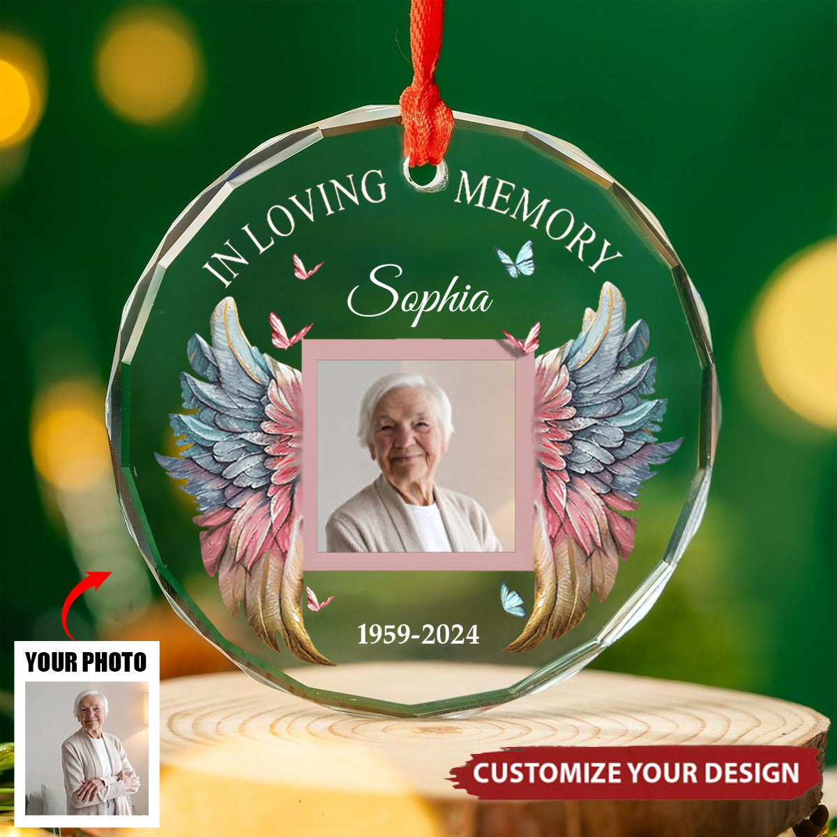 Forever In My Heart - Personalized Memorial Round Shaped Glass Ornament