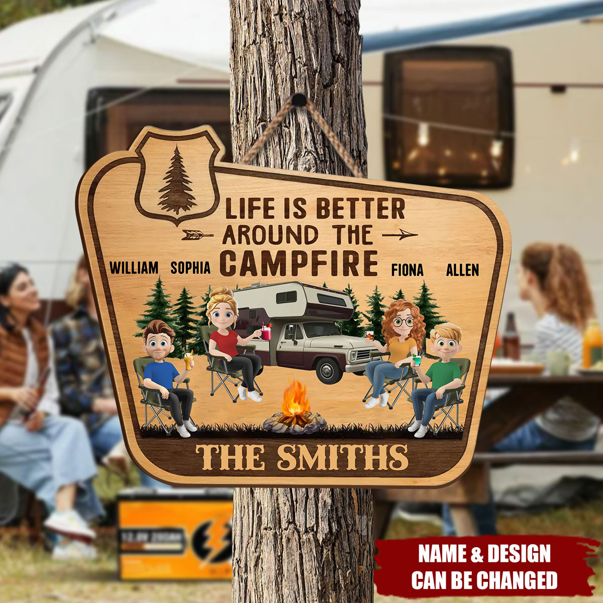 Life Is Better Around the Campfire - Personalized Wooden Sign, Camping Family/Couple Gift, Gift for Campers