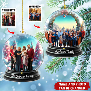 Family Christmas Scene Upload Photo - Personalized Christmas Acrylic Ornament