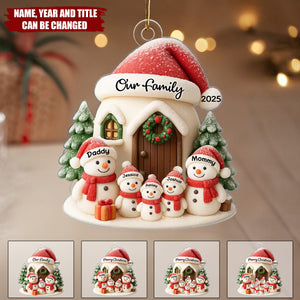 Snowman Family - Personalized Christmas Acrylic Ornament