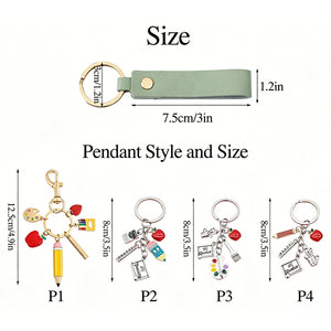 Custom Name Leather Keychain - Personalized Teacher Keychain, Back to School Gift