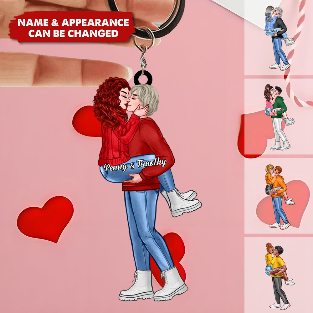 Gift For Couple For Her For Him Kiss Couple Acrylic Keychain