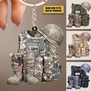 Military Uniform - Boots & Hat - Personalized Acrylic Keychain
