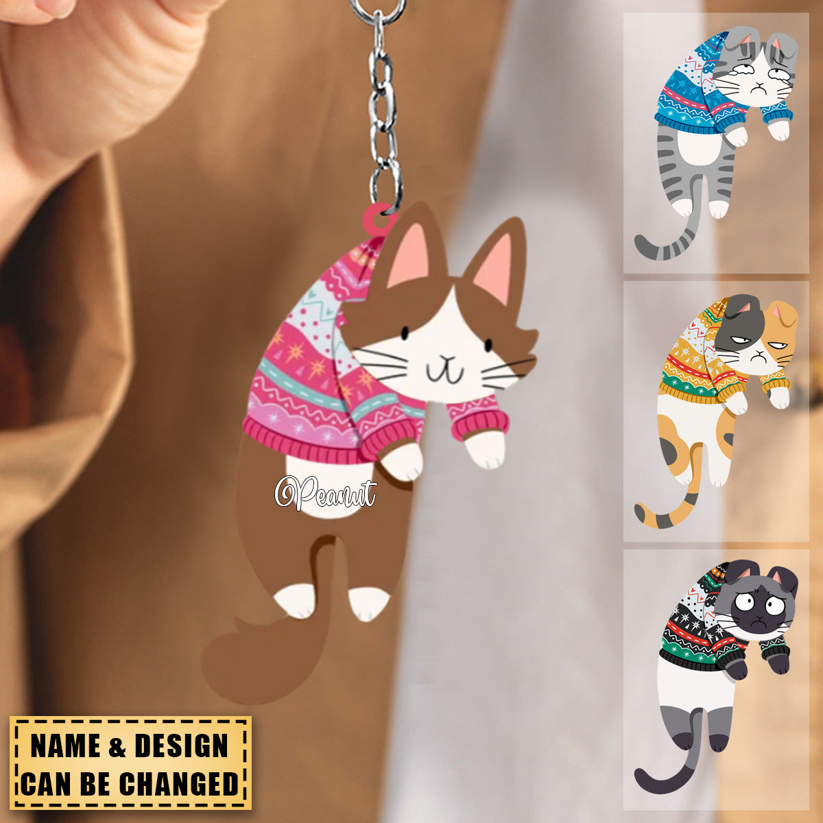 Hanging Cats - Personalized Acrylic Keychain