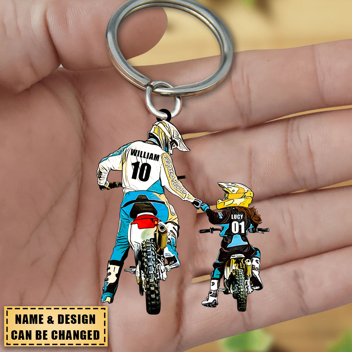 Personalized Motocross Keychain with custom Name, Number & Appearance