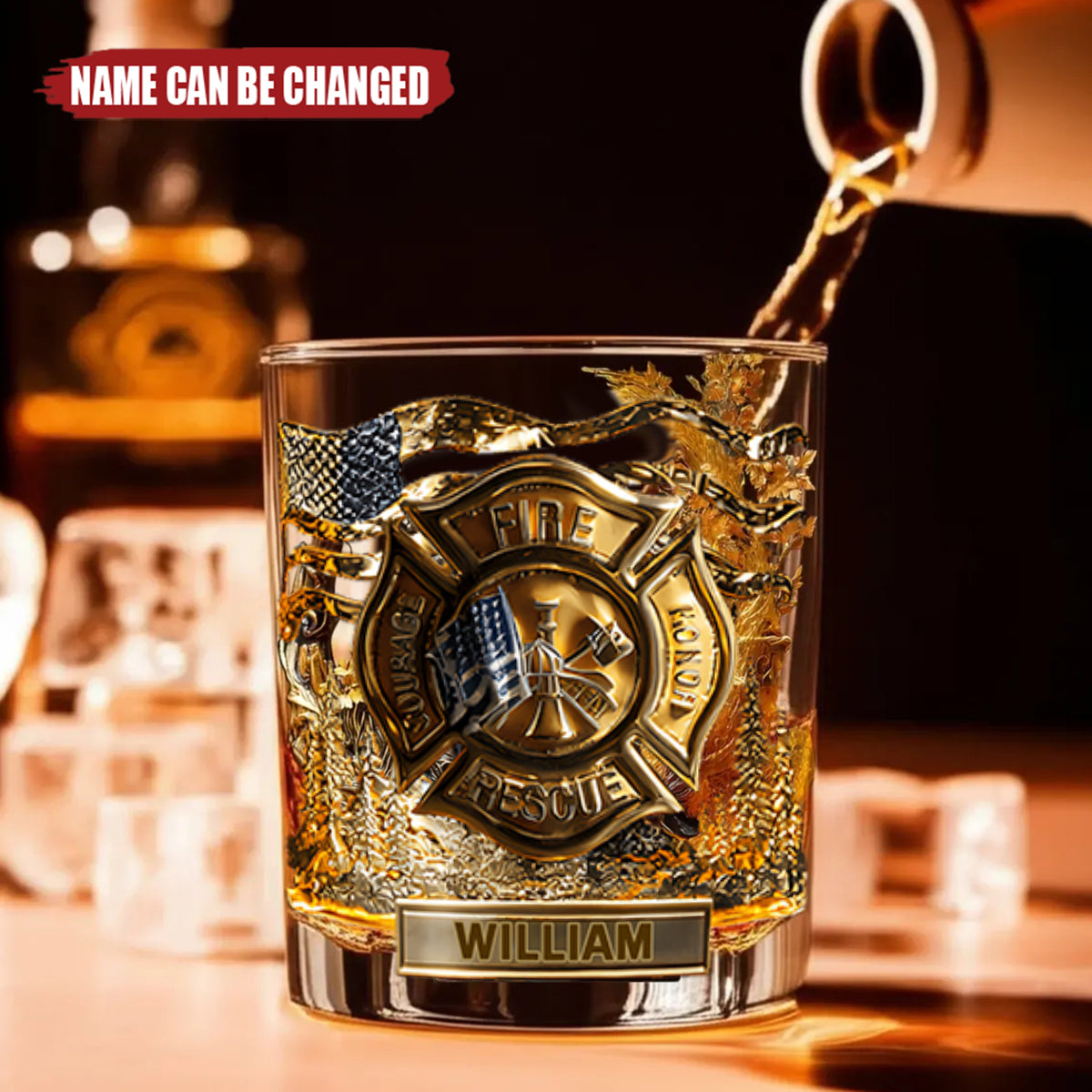 Awesome Firefighter - Personalized Whisky Glass