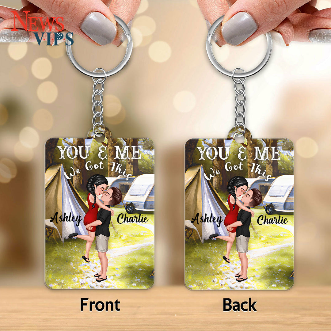 Hugging Kissing Doll Couple Camping Personalized Acrylic Keychain