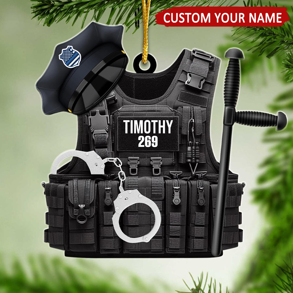 Bulletproof Police Vest Personalized Ornament, Police Xmas Gift