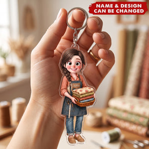 Sewing Is My Happy Place - Personalized Acrylic Keychain