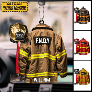 Firefighter Uniform Design Personalized Acrylic Car Ornament – Ideal Firefighter Gift