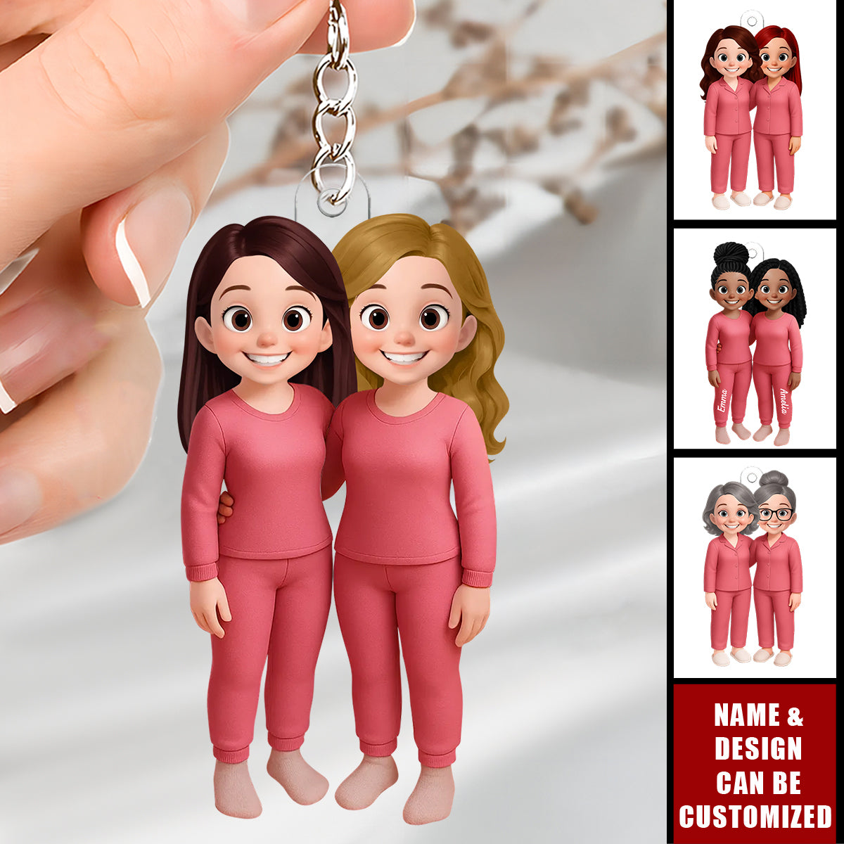 Besties Pink Tone - Personalized Acrylic Keychain